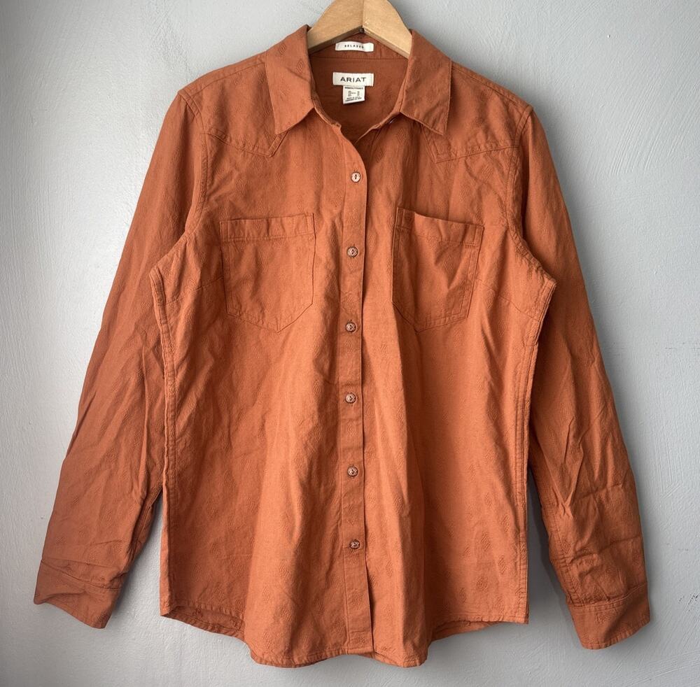 Ariat Billie Jean Relaxed Button Up Western Shirt Size Medium Ginger Cowgirl